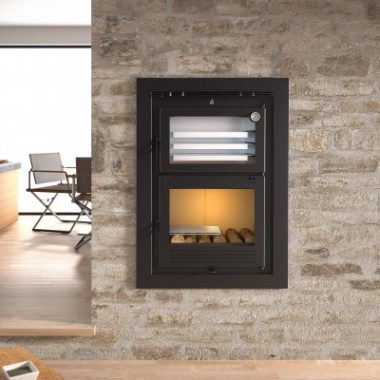 Estufa de Leña insertable con horno FM modelo-HLI-100-F