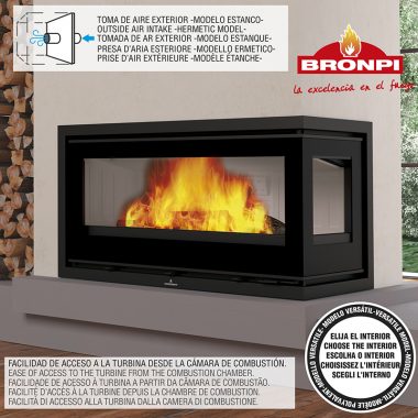 Insertable de Leña Bronpi- Modelo CAIRO-90-EI cristal izquierdo