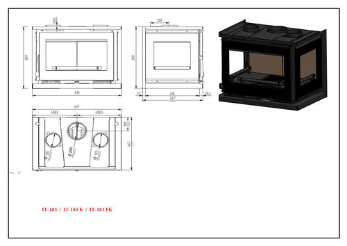 Insertable de Leña 80 cm  FM modelo-IT-183 FK - Imagen 3